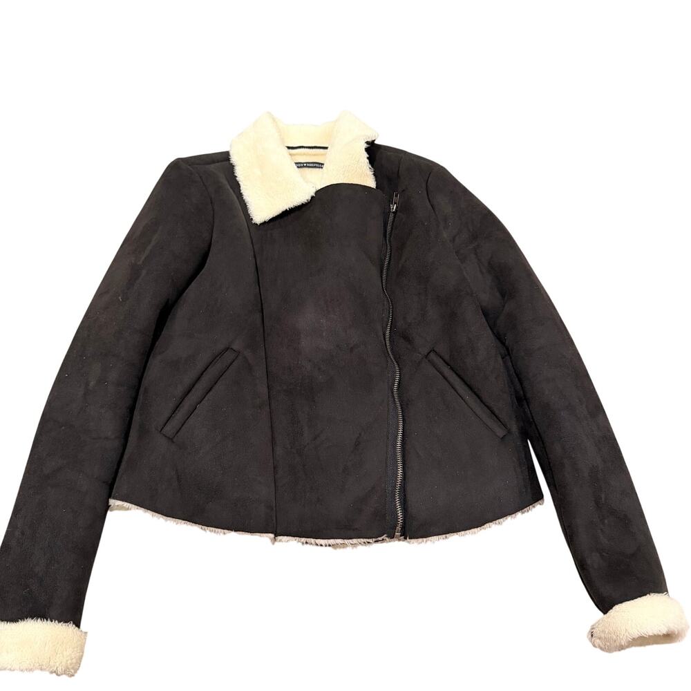 Brandy Melville Black Suede Sherpa Jacket Small